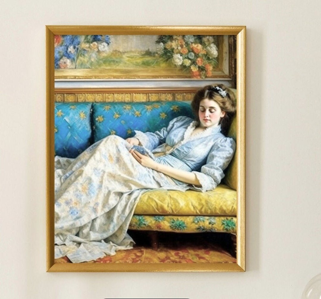 Vintage Portrait of Women Laying on the Couch, Printable Art, Digital ...