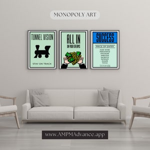 Monopoly Motivational Home Decor Wall Art Digital Download For Office Prints SET A