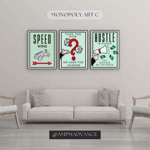 Monopoly Motivational Home Decor Wall Art Digital Download For Office Prints SET C