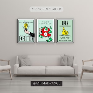 Monopoly Motivational Home Decor Wall Art Digital Download For Office Prints SET B