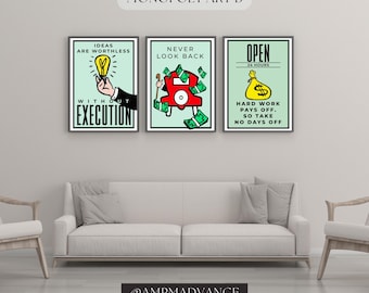 Monopoly Motivational Home Decor Wall Art Digital Download For Office Prints SET B