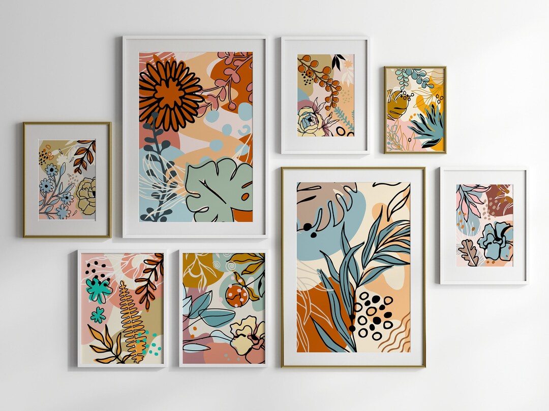 Boho Flower Gallery Set Of 8 Printable Art Boho Botanic Style Wall Art Boho Flower Gallery Set Of 8 Printable Art Boho Botanic Style Wall Art