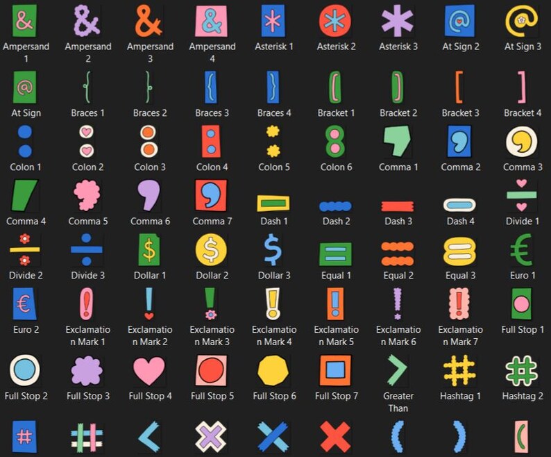 575 Cute Cartoon Flower Heart Alphabet & Number Stickers Fun PNG