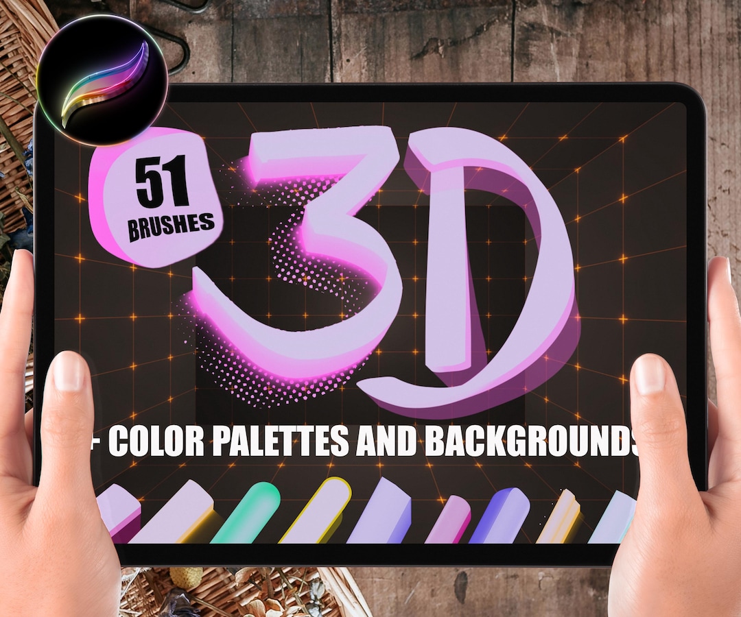 Procreate 3D Brushes Pack, Procreate 3D Lettering Brush Set, iPad 3D ...