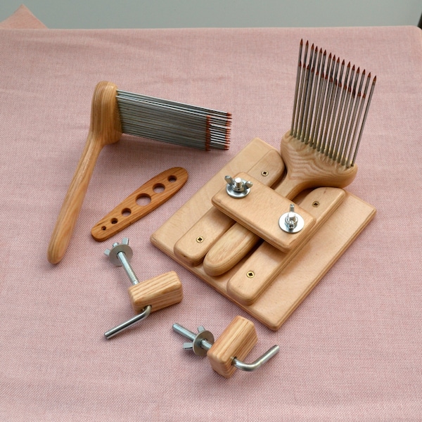 Wool combs for spin fine wool. Spinning kit with stand and leather covers