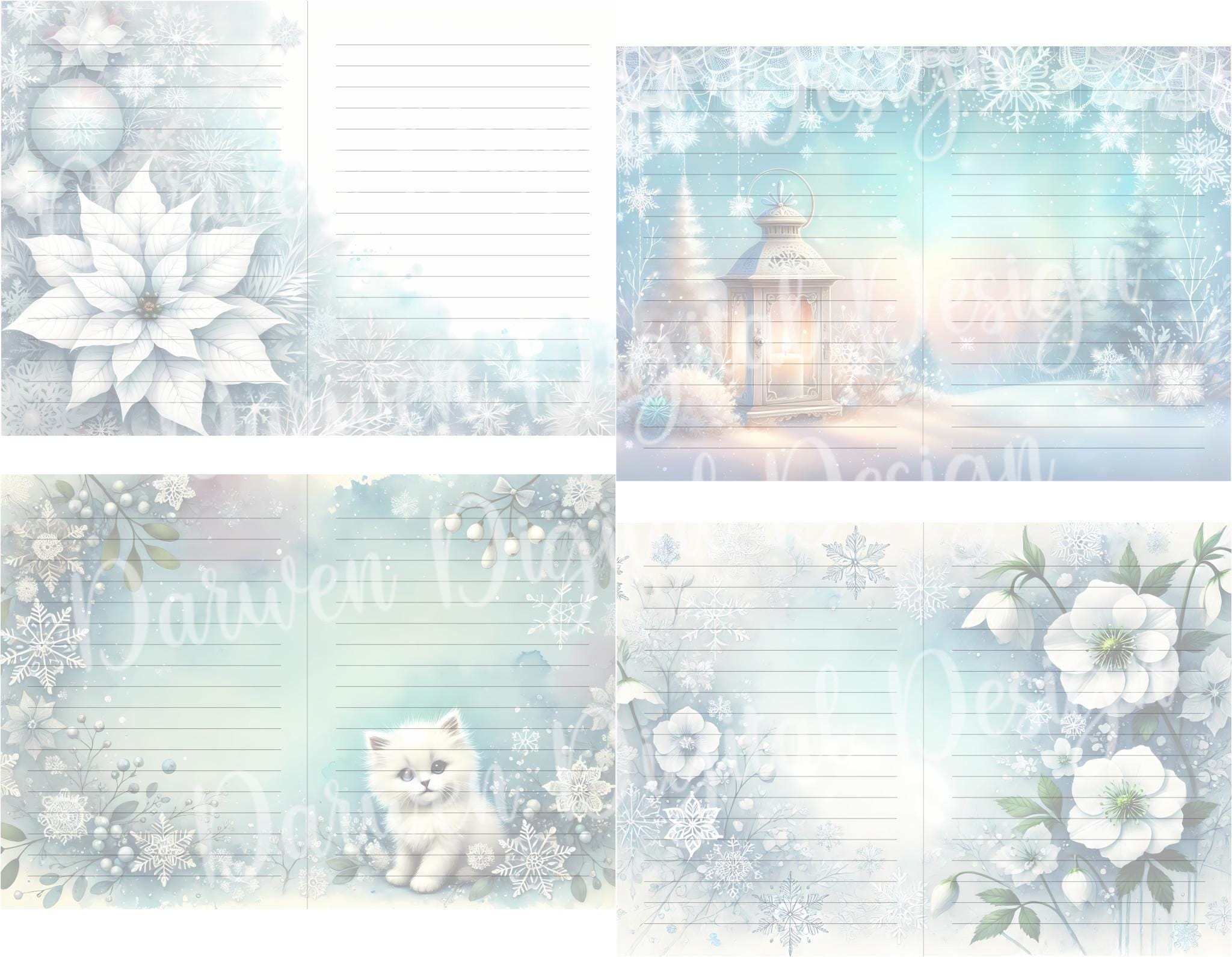 デザインペーパー Hidden wonderland52 Printable Paper, 28 Double Pages for Junk Journal Winter