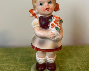 Vintage Ceramic "Girl with Flowers" by Napco, Japan Model C-7118
