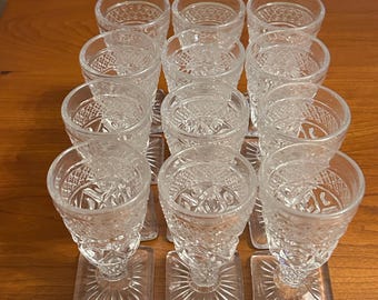 Vintage Imperial Glass Cordial Glasses, Cape Cod Clear Pattern, Set of 12