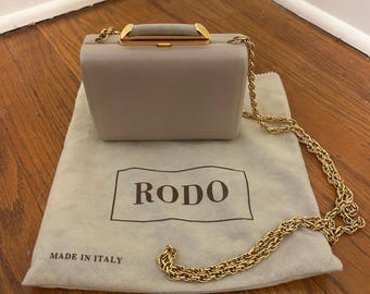 Vintage RODO Italian Light Pink Satin Clutch Handbag