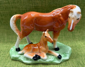 Bone China Figurine of a Mare and Foal, from Taiwan