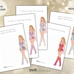 5 Taylor Notepad, Swifty to-do list with lyrics -  Eras Tour 2024 - 5 Lover Bodysuits - 5x7in