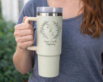 Personalized Stanley 40oz Tumbler, Custom Engraved Tumblers, Bridesmaid Proposal Gift, Gifts for Her, Insulated Travel Mug, Custom Logo
