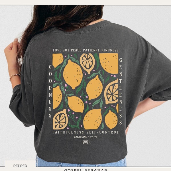 Fruits of the Spirit Lemon Shirt, Comfort Colors Shirt, Christian Women Tee, Christian Apparel, Faith Bible Verse Tshirt, Christian Merch