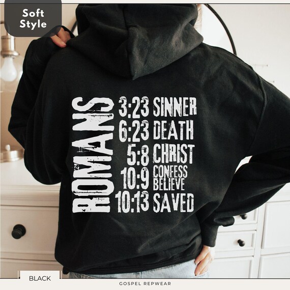 Romans Road Premium Hoodie, Christian Apparel, Bible Verse Hoodie, Gift for Christians, Baptism Gift for Men, Missions Faith Sweatshirt