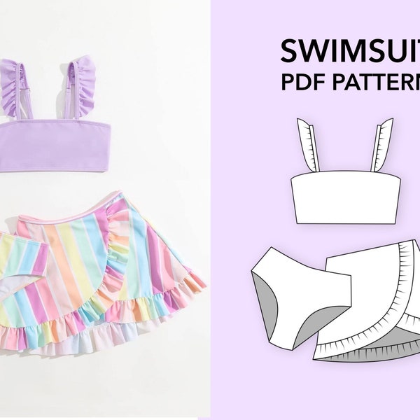 Swimsuit sewing pattern. Baby swimsuit pattern. Sewing pattern PDF. One piece swimsuit sewing pattern. Digital pattern. Swimsuit pattern PDF