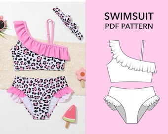 Swimsuit sewing pattern. Baby swimsuit pattern. Sewing pattern PDF. One piece swimsuit sewing pattern. Digital pattern. Swimsuit pattern PDF