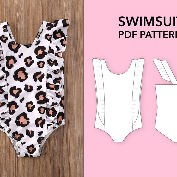Swimsuit sewing pattern. Baby swimsuit pattern. Sewing pattern PDF. One piece swimsuit sewing pattern. Digital pattern. Swimsuit pattern PDF