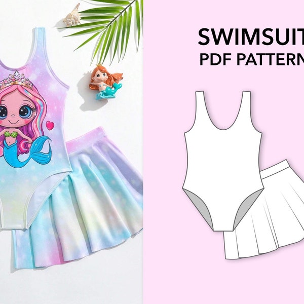 Swimsuit sewing pattern. Baby swimsuit pattern. Sewing pattern PDF. One piece swimsuit sewing pattern. Digital pattern. Swimsuit pattern PDF