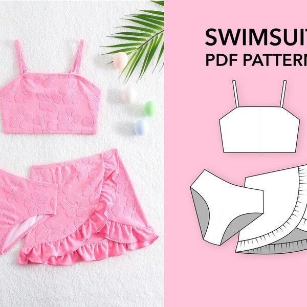 Swimsuit sewing pattern. Baby swimsuit pattern. Sewing pattern PDF. One piece swimsuit sewing pattern. Digital pattern. Swimsuit pattern PDF