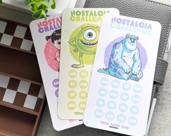 Nostalgia Savings Challenges - 90s & 2000s Inspired A6 Cash Stuffing Inserts Glossy Laminated