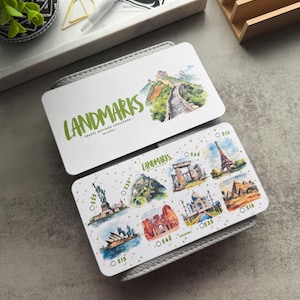 LANDMARKS Défi Économies de voyage | Tracker A6 laminé mat