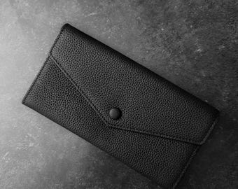 Reserve Collection Wallet | Black Vegan Leather Cash Wallet with Coin Pouch