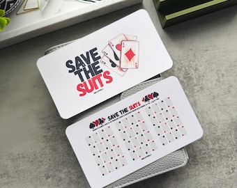 SAVE THE SUITS Savings Challenge Game | A6 Matte Laminated Tracker