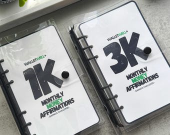 Money Affirmation Savings Challenge: A6 Binder, 1K or 3K Goal
