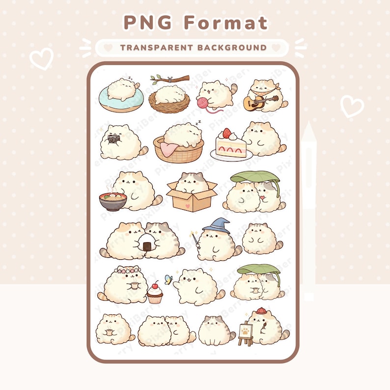 Cute Kawaii Cat Digital Stickers | Goodnotes Sticker Book | Printable ...