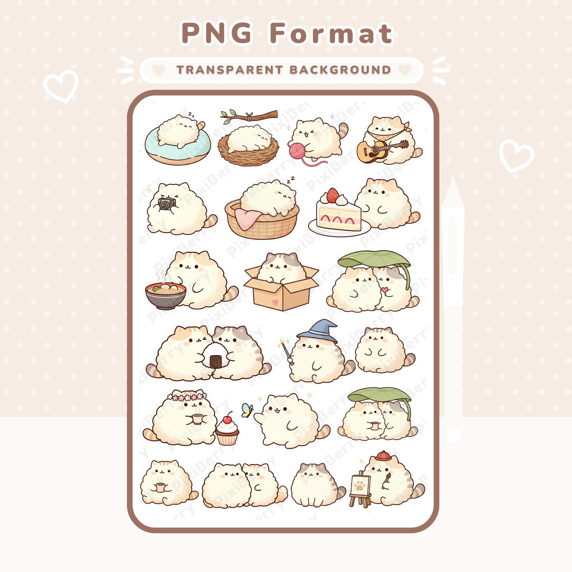 Cute Kawaii Cat Digital Stickers | Goodnotes Sticker Book | Printable ...