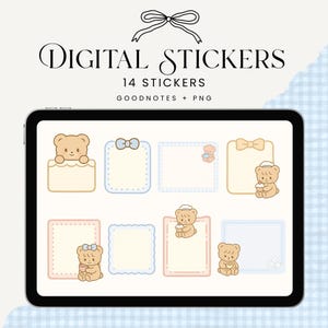 Digital sticky notes cute Bears Digital stickers goodnotes cute functional post it memo stickets Notability stickers dogital planner sticker