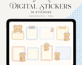 Digital sticky notes cute Bears Digital stickers goodnotes cute functional post it memo stickets Notability stickers dogital planner sticker