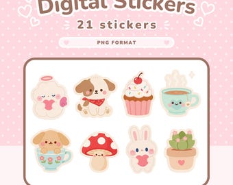 Süßes digitales Aufkleberpapier Goodnotes digitale Aufkleber Pack digitale Planer Aufkleber digitale Aufkleber PNG druckbare Aufkleber