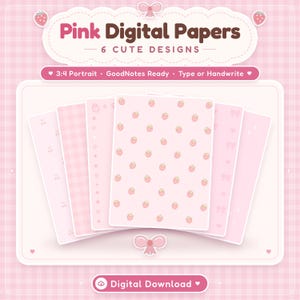 Digital Paper Pack Cute kawaii pastel Digital Paper Templates Paper Patterns for Digital Notebook Digital Planner Goodnotes Digital Journal