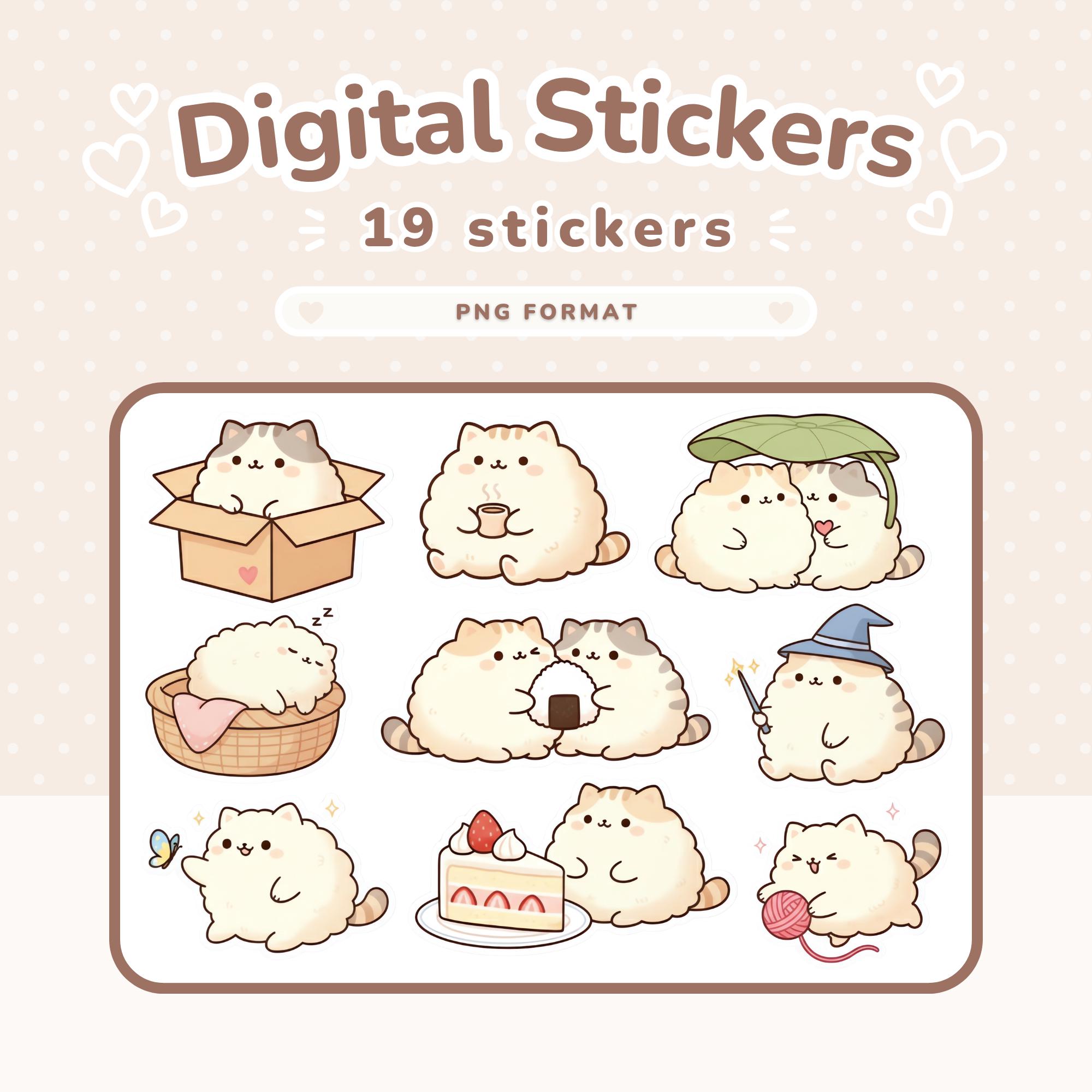 Cute Kawaii Cat Digital Stickers | Goodnotes Sticker Book | Printable ...