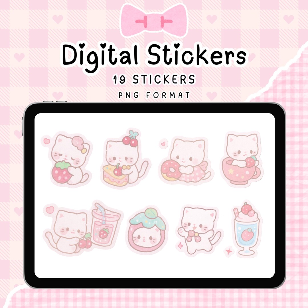 Cute Cat Digital Planner Stickers Kawaii Digital Stickers Goodnotes ...