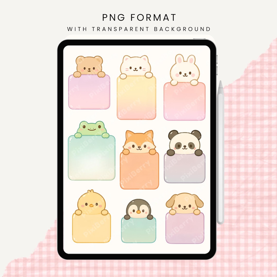 Kawaii Cute Digital Sticky Notes Adorable Animals Goodnotes Digital ...