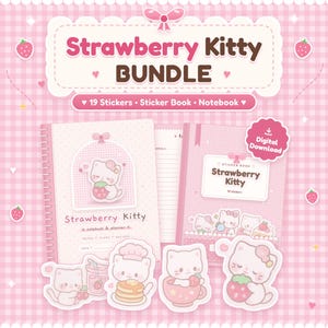 Kawaii Digital Planner Stickers, GoodNotes Stickers, PNG Stickers, Digital Journal Stickers, GoodNotes Sticker Book + Digital Notebook