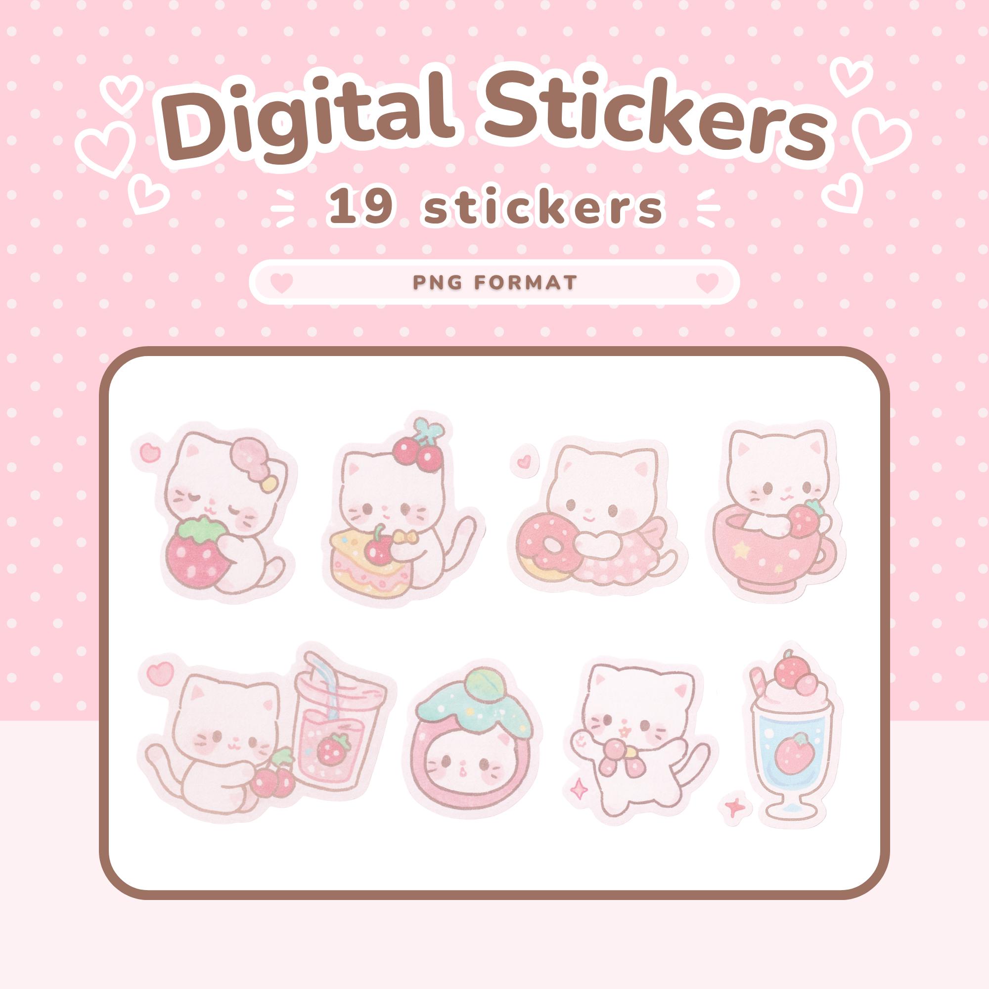 Cute Cat Digital Planner Stickers Kawaii Digital Stickers Goodnotes ...