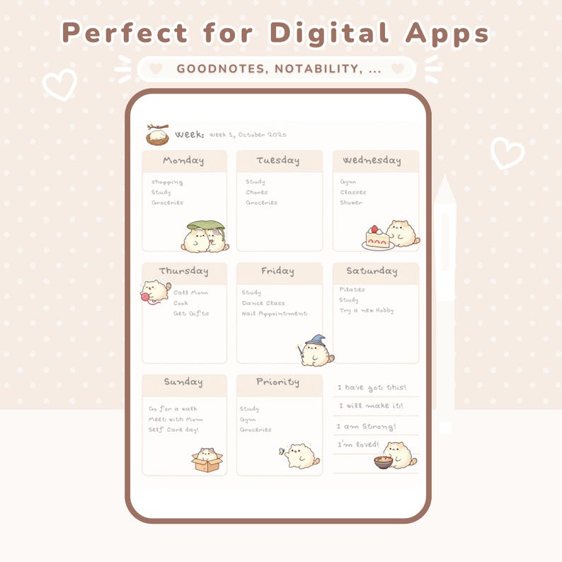 Cute Kawaii Cat Digital Stickers | Goodnotes Sticker Book | Printable ...