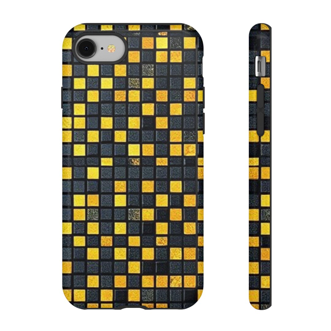 Tile Phone Case Yellow Black Mosaic Tile Phone Case | Tough Cases - Etsy