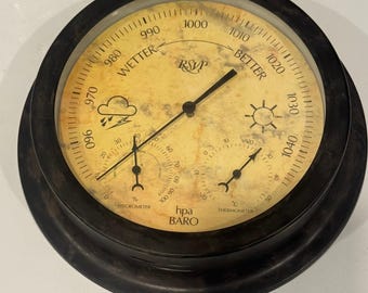 Weather Station Barometer Hygrometer Thermometer German Movement Wall Clock READ