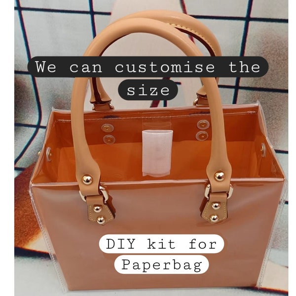 Borsa di carta fai-da-te trasparente personalizzata convertita in kit borsa tote Kit fai-da-te di lusso Converti borsa di carta Borsa a mano regalo in pelle PVC