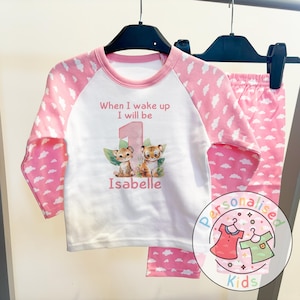 Personalized Safari Animal Birthday Pyjamas – Cute & Comfy for Your Little Explorer! When I Wake Up I Will Be One Pajamas SA006
