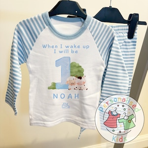 Personalized Farm Animal Birthday Pyjamas – Perfect for Little Farmers!, When I Wake Up I Will Be One Pajamas, FA007