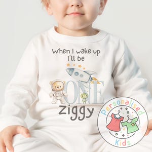 Pijama de aniversário personalizado Space Bear – Design “Quando eu acordar, serei”, Pijama Quando eu acordar, serei um, SB001