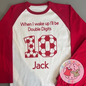Personalised When I Wake Up I Will Be DOUBLE DIGITS Football Birthday Perfect for 10th Birthdays In My Double Digits Era T-shirt FB001