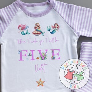 Pijama de aniversário personalizado de sereia – Design “Quando eu acordar, serei”, Pijama Quando eu acordar, serei um, MD001