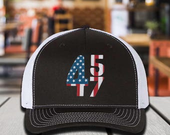 Embroidered Trump 45 47 Hat, Trump Trucker Cap, Men Hat, Women Baseball Trump Hat, Maga Hat