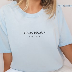 Embroidered Custom Mama Shirt, Personalized Mama Shirt, Gift for Mom, Mother&#39;s Day Gift, New Mom Gift, Embroidered Mom, Mama Shirt, Mama Tee